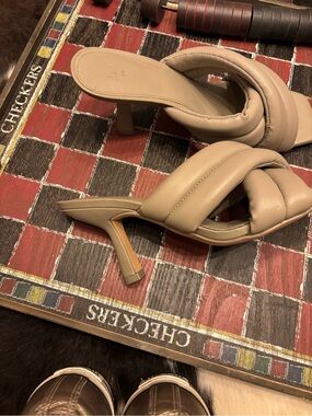 H&M Taupe Padded Strappy Mule Heels